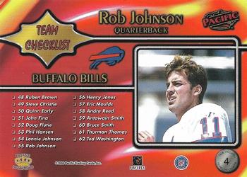 1998 Pacific - Team Checklists #4 Rob Johnson Back