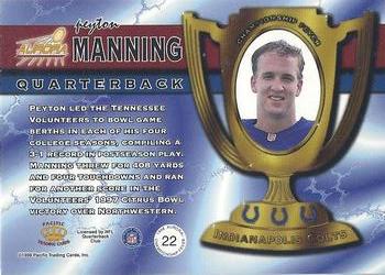 1998 Pacific Aurora - Championship Fever #22 Peyton Manning Back