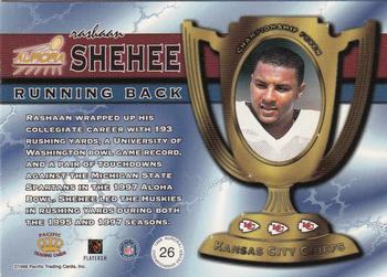 1998 Pacific Aurora - Championship Fever #26 Rashaan Shehee Back