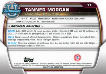 2022 Bowman University Chrome #11 Tanner Morgan Back