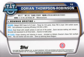 2022 Bowman University Chrome #16 Dorian Thompson-Robinson Back