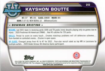 2022 Bowman University Chrome #20 Kayshon Boutte Back