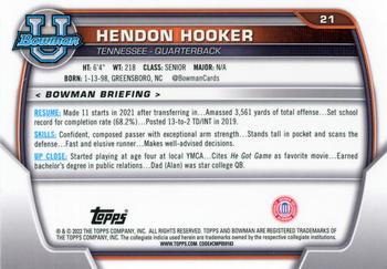 2022 Bowman University Chrome #21 Hendon Hooker Back