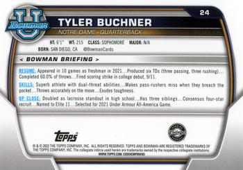 2022 Bowman University Chrome #24 Tyler Buchner Back