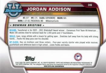 2022 Bowman University Chrome #36 Jordan Addison Back