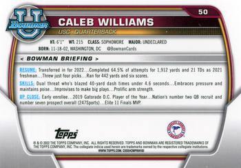 2022 Bowman University Chrome #50 Caleb Williams Back