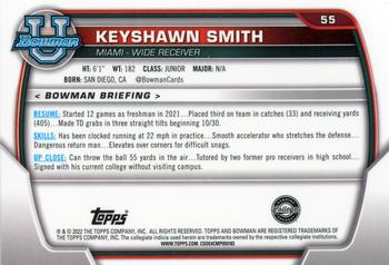 2022 Bowman University Chrome #55 Keyshawn Smith Back