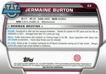2022 Bowman University Chrome #62 Jermaine Burton Back