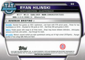 2022 Bowman University Chrome #66 Ryan Hilinski Back