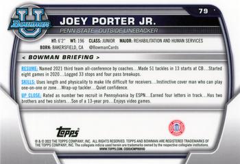 2022 Bowman University Chrome #79 Joey Porter Jr. Back