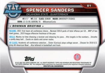 2022 Bowman University Chrome #81 Spencer Sanders Back