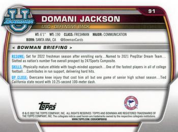 2022 Bowman University Chrome #91 Domani Jackson Back