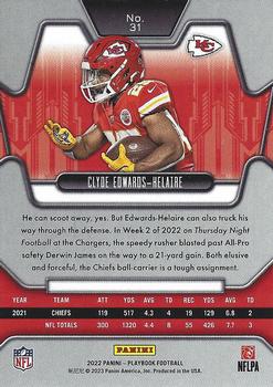 2022 Panini Playbook #31 Clyde Edwards-Helaire Back