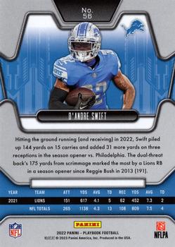 2022 Panini Playbook #56 D'Andre Swift Back