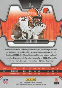 2022 Panini Playbook #152 Jerome Ford Back