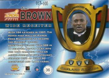 1998 Pacific Aurora - Championship Fever Platinum Blue #36 Tim Brown Back