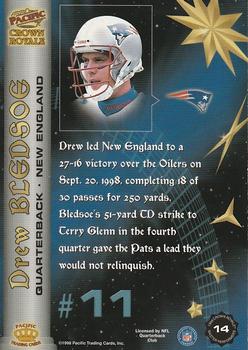 1998 Pacific Crown Royale - Master Performers #14 Drew Bledsoe Back