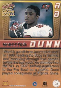 1998 Pacific Crown Royale - Pillars of the Game #25 Warrick Dunn Back