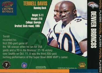 1998 Pacific Crown Royale - Pivotal Players #7 Terrell Davis Back