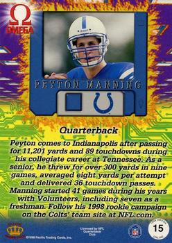 1998 Pacific Omega - Online #15 Peyton Manning Back