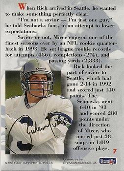 1994 Ultra - Rick Mirer: Rookie of the Year #7 Rick Mirer Back