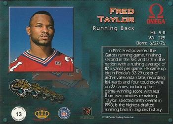 1998 Pacific Omega - Rising Stars #13 Fred Taylor Back