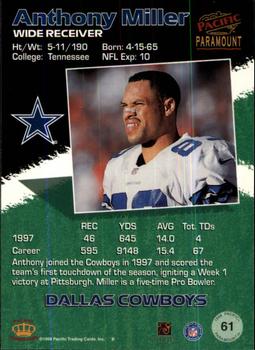 1998 Pacific Paramount - Copper #61 Anthony Miller Back