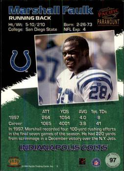 1998 Pacific Paramount - Copper #97 Marshall Faulk Back