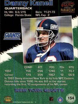 1998 Pacific Paramount - Copper #154 Danny Kanell Back