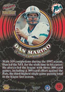 1998 Pacific Paramount - Kings of the NFL #12 Dan Marino Back