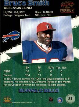 1998 Pacific Paramount - Red #31 Bruce Smith Back