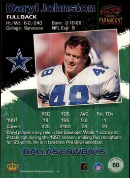 1998 Pacific Paramount - Red #60 Daryl Johnston Back
