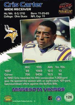 1998 Pacific Paramount - Red #126 Cris Carter Back
