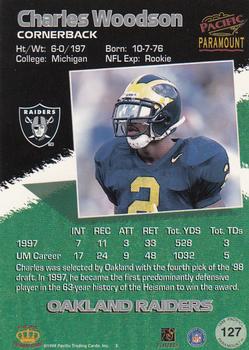 1998 Pacific Paramount - Red #127 Charles Woodson Back