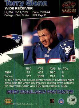 1998 Pacific Paramount - Red #138 Terry Glenn Back