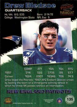 1998 Pacific Paramount - Silver #135 Drew Bledsoe Back