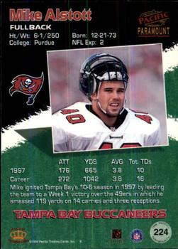 1998 Pacific Paramount - Silver #224 Mike Alstott Back
