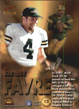 1998 Pacific Revolution - Showstoppers #13 Brett Favre Back