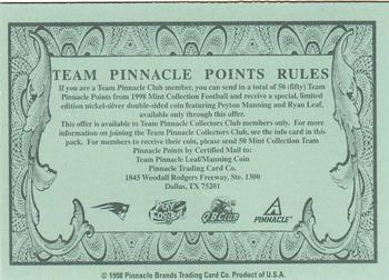 1998 Pinnacle Mint - Team Pinnacle Points 10 #NNO Drew Bledsoe Back