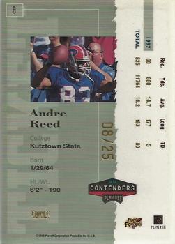 1998 Playoff Contenders - Ticket Gold #8 Andre Reed Back