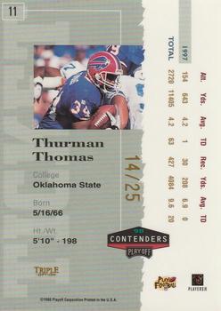 1998 Playoff Contenders - Ticket Gold #11 Thurman Thomas Back