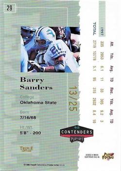 1998 Playoff Contenders - Ticket Gold #29 Barry Sanders Back