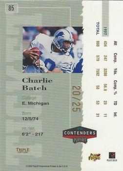 1998 Playoff Contenders - Ticket Gold #85 Charlie Batch Back