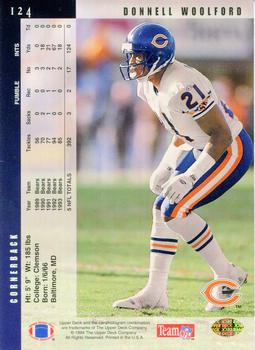 1994 Upper Deck #124 Donnell Woolford Back