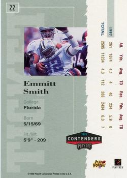 1998 Playoff Contenders - Ticket Red #22 Emmitt Smith Back