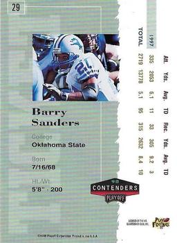 1998 Playoff Contenders - Ticket Red #29 Barry Sanders Back