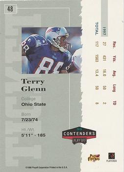 1998 Playoff Contenders - Ticket Red #48 Terry Glenn Back