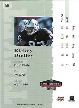 1998 Playoff Contenders - Ticket Red #56 Rickey Dudley Back