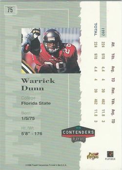 1998 Playoff Contenders - Ticket Red #75 Warrick Dunn Back