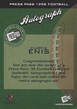 1998 Press Pass - Autographs #NNO Curtis Enis Back